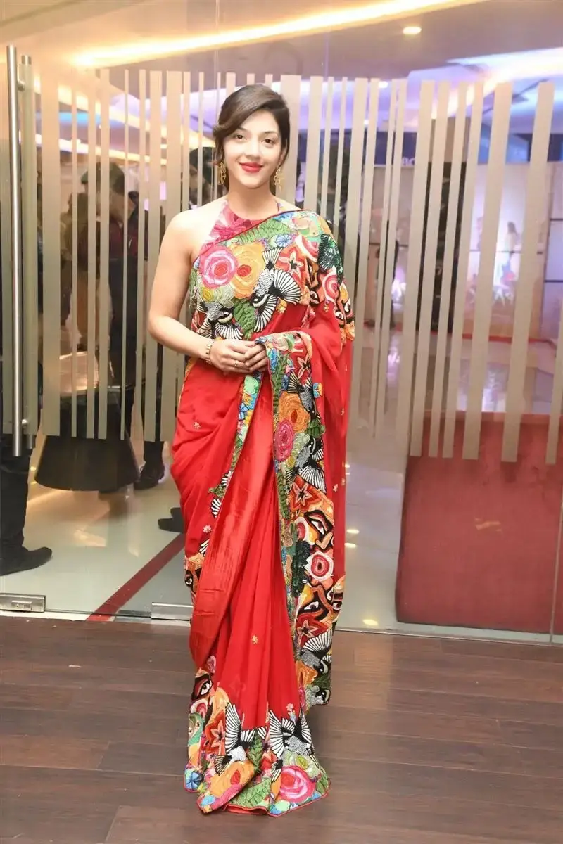 Mehreen Pirzada Red Saree at Spark LIFE Movie Trailer Launch